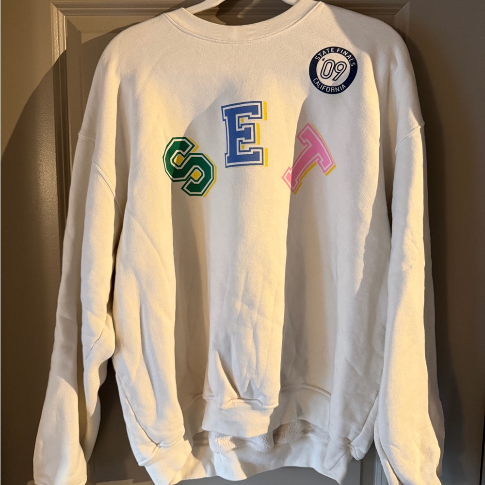 SET Active White Sweatshirt with Multicolor Letters